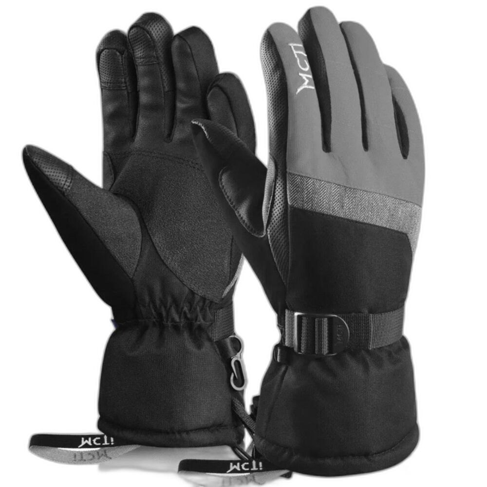 MCTi Ski Gloves Size Medium Waterproof Snowboard Warm Touchscreen Anti-slip Grey
